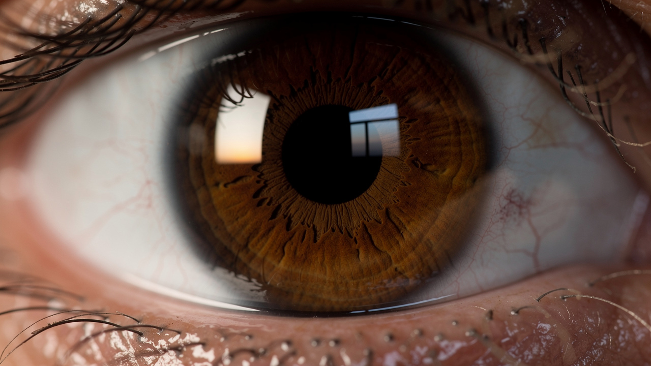 Close-up of human eye responding to light
