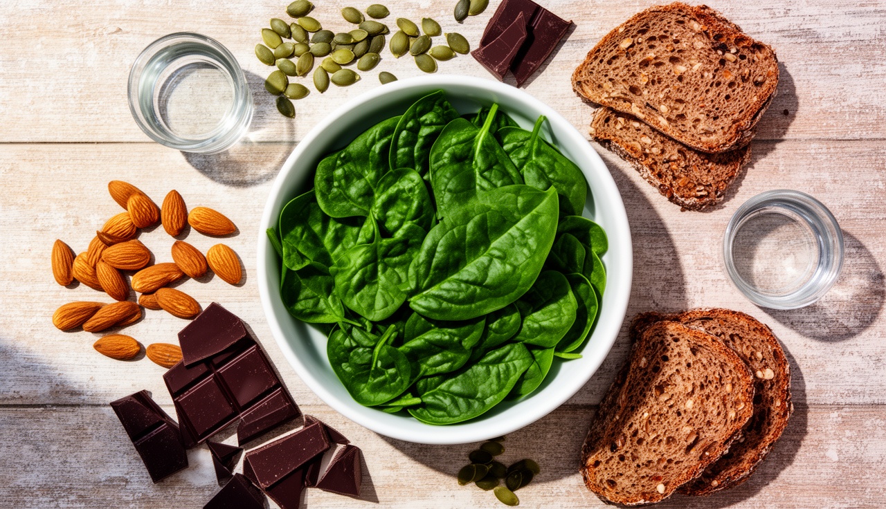 Healthy foods rich in magnesium and natural supplements