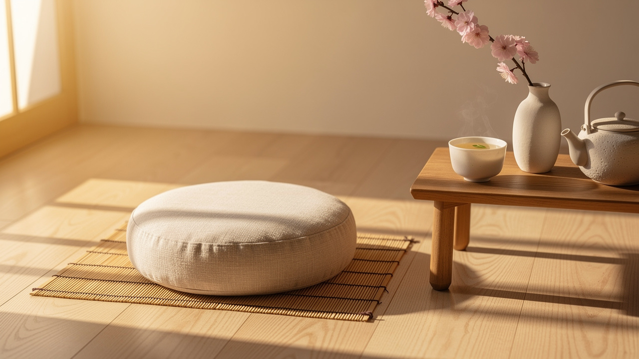 Peaceful meditation space for evening wind-down routine