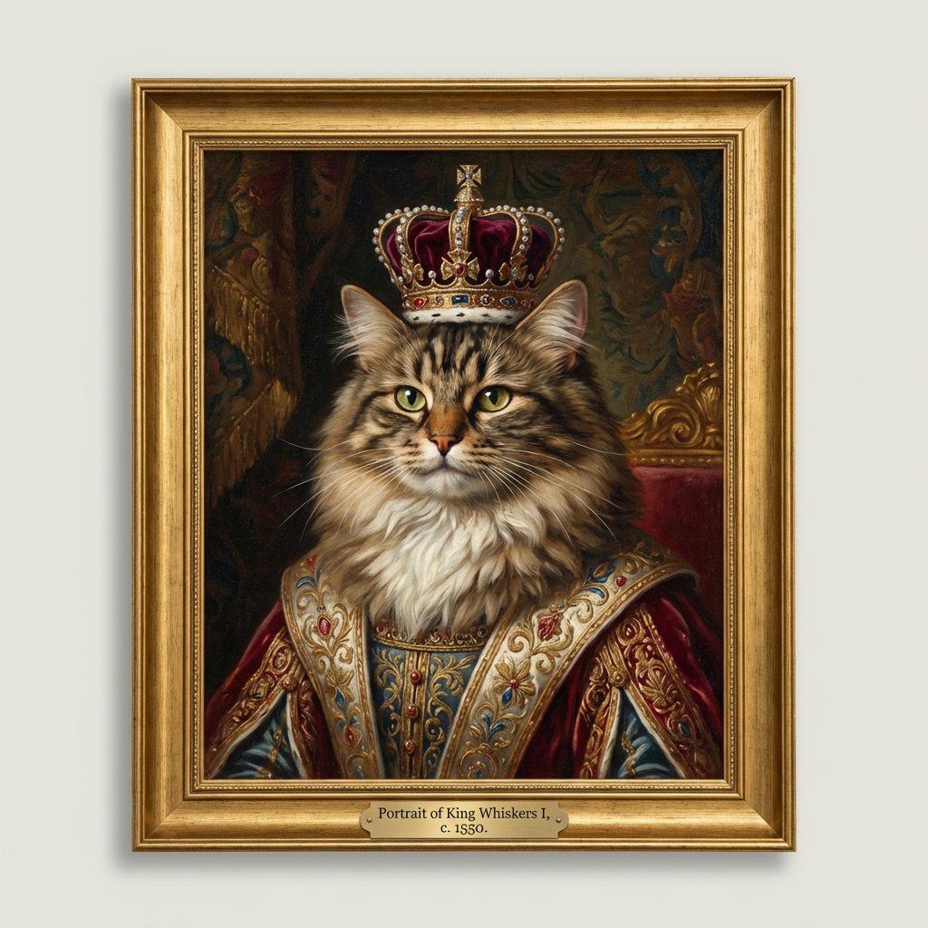 Oil painting style cat portrait AI image