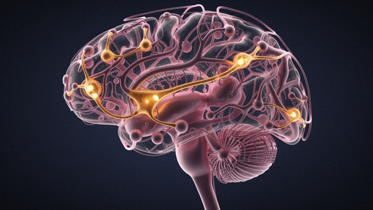 Neural pathway visualization showing serotonin and melatonin connection