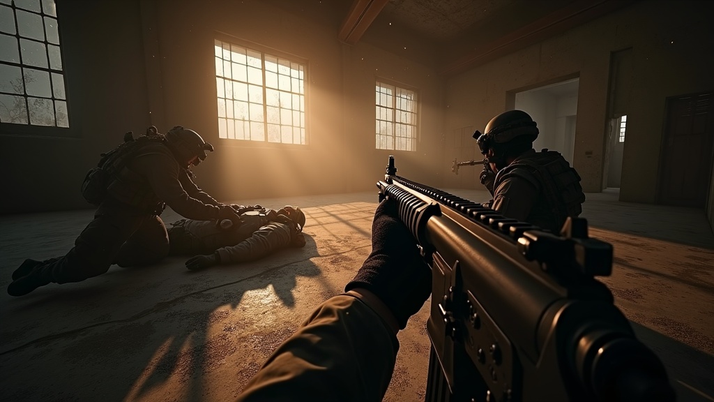 Escuadrón táctico preparándose para una misión en el shooter táctico Operation Together VR