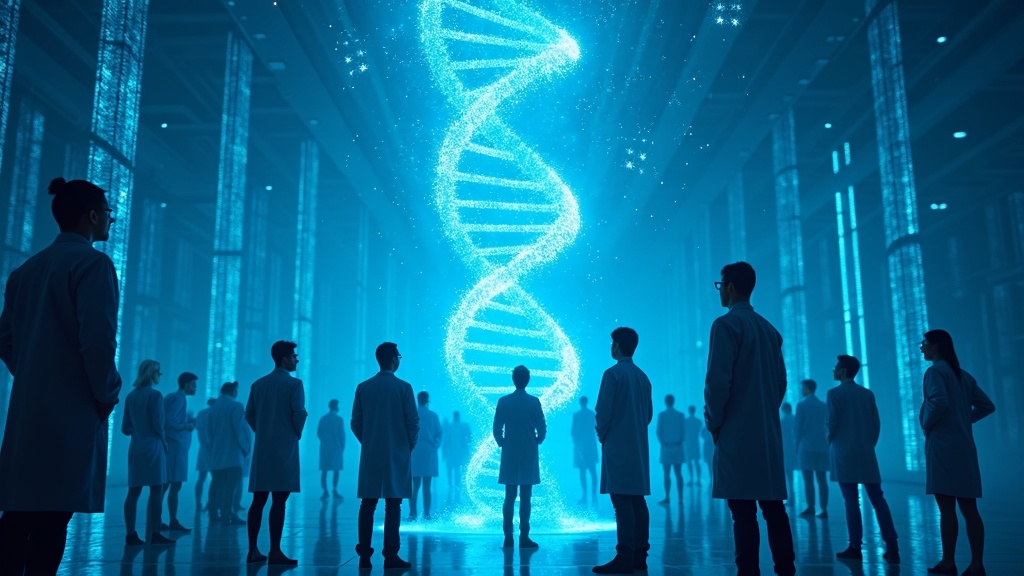 Representación visual del análisis de ADN por la IA AlphaGenome