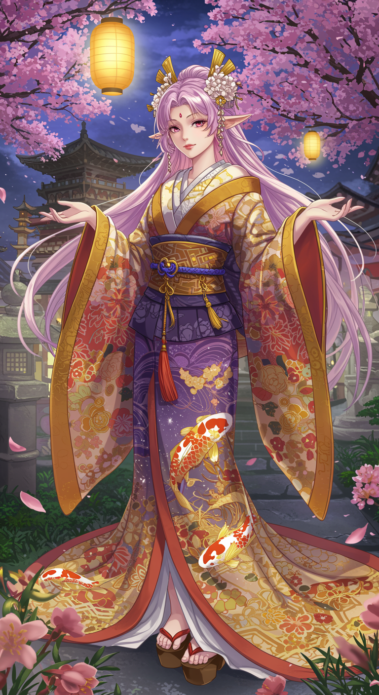 anime goddess traditional japanese art style