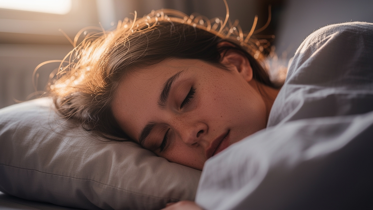 Person experiencing REM sleep with rapid eye movements