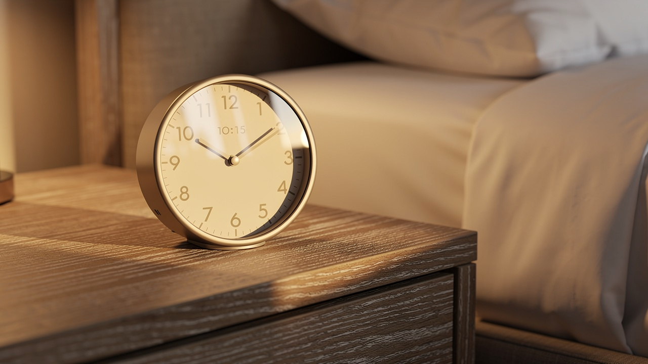 Bedside clock measuring sleep onset time