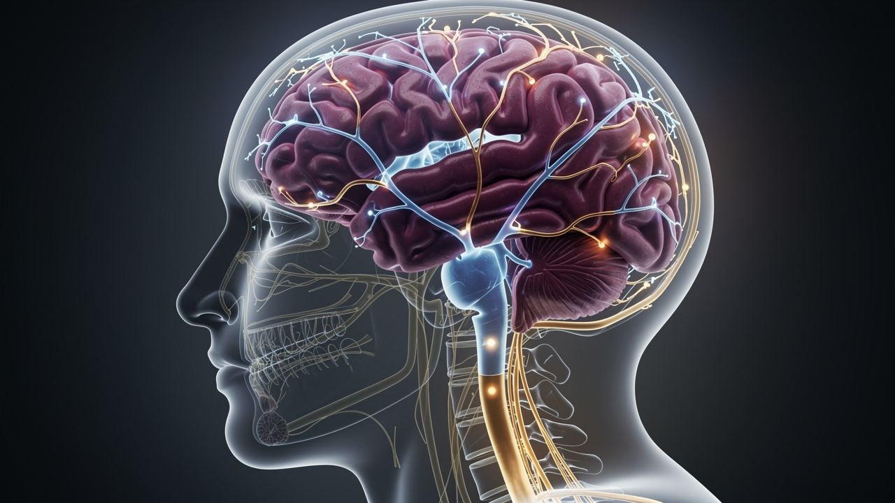 Vagus nerve connecting gut to brain
