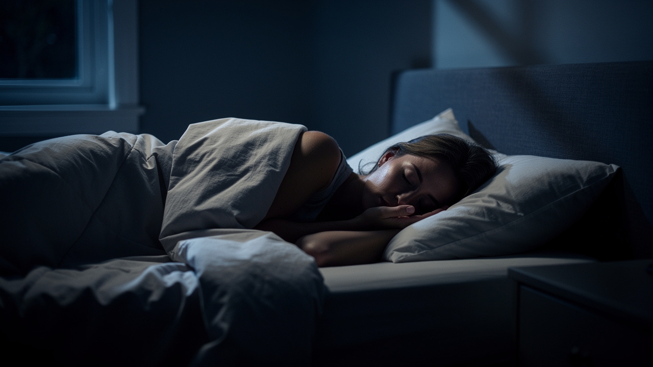 Person in deep restorative sleep at night
