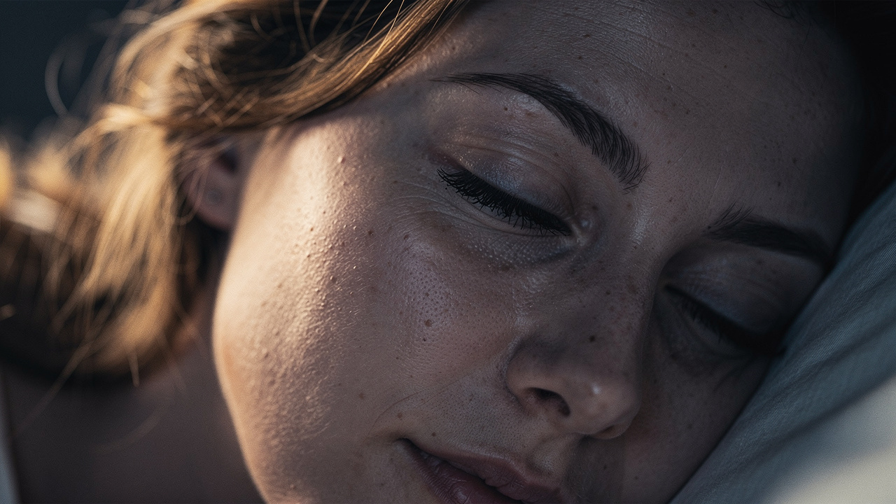 Person experiencing REM sleep with rapid eye movements