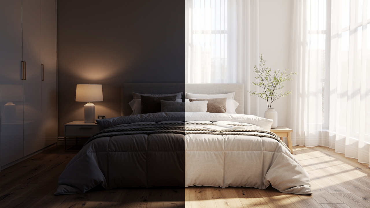 Optimized sleep environment with natural light and dark cycles