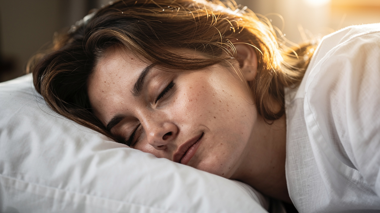 Woman experiencing deep restorative sleep