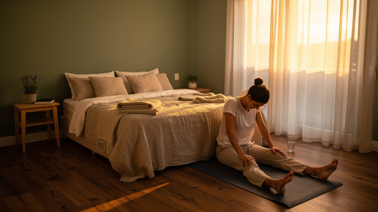 Calming evening wind-down routine for improved sleep onset