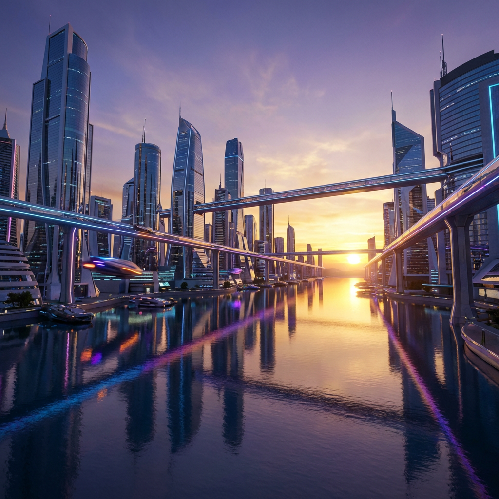 Futuristic cityscape generated with Nano Banana Pro in 4K