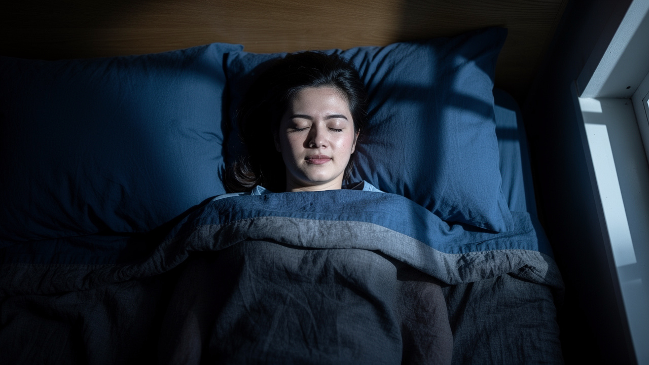 Person in deep slow-wave sleep with peaceful expression