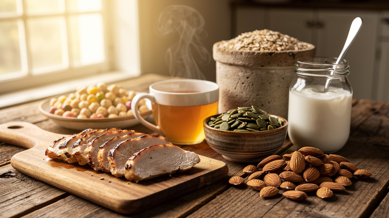 Healthy foods rich in tryptophan for natural serotonin production