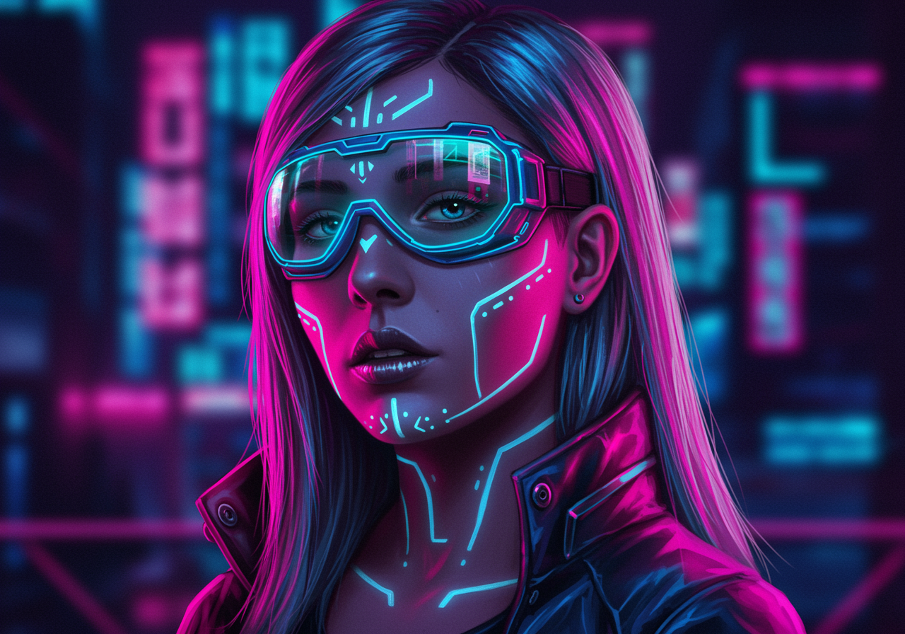 cyberpunk girl with intricate face patterns
