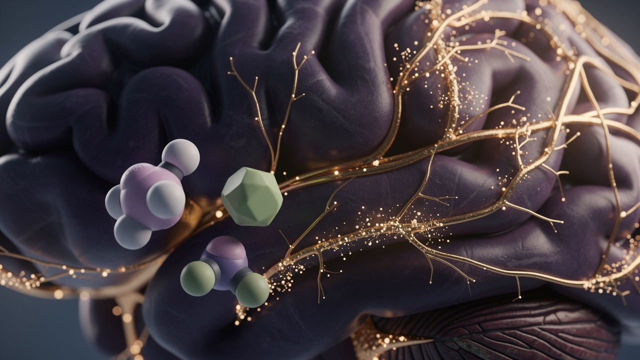 Brain neural pathways showing GABA calming mechanism