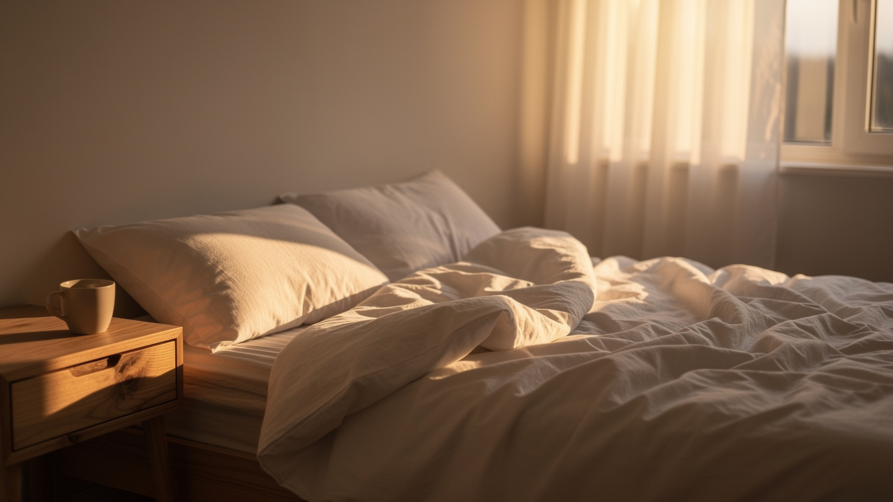 Calming bedroom with natural evening light