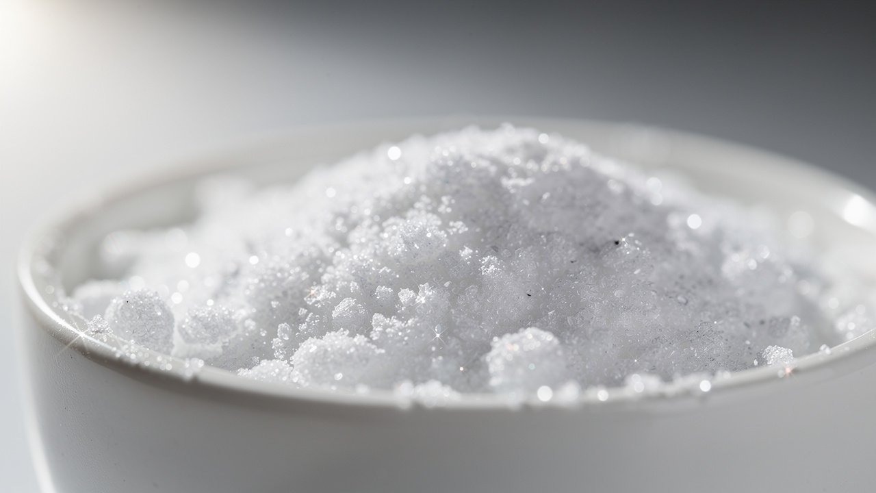 Close-up of pure glycine amino acid powder