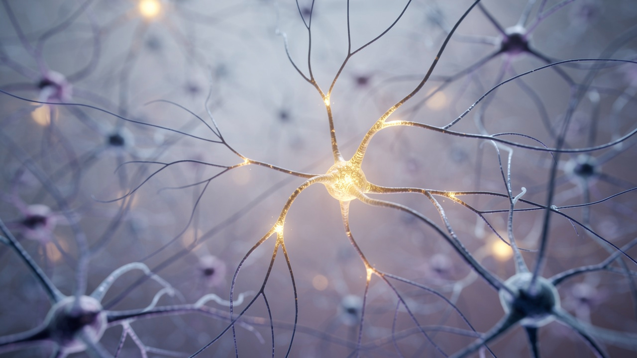 Neural pathways showing brain activity and connections