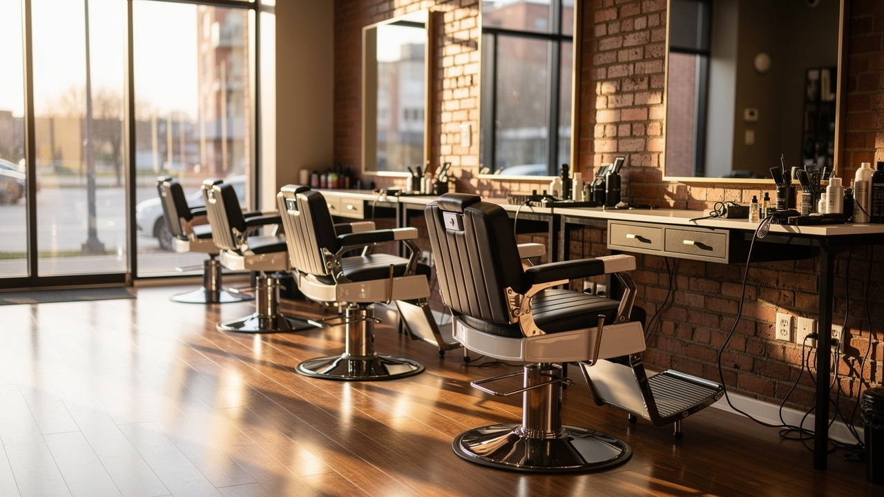 Professional barbershop with quality equipment and natural lighting