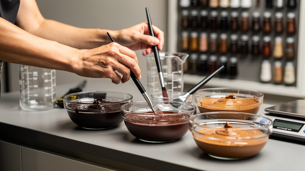 Stylist mixing professional hair color formulations