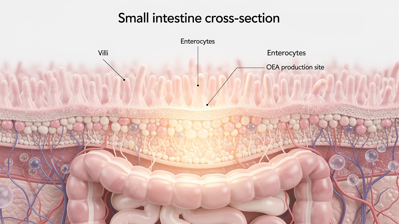 Intestinal tissue where OEA is produced naturally