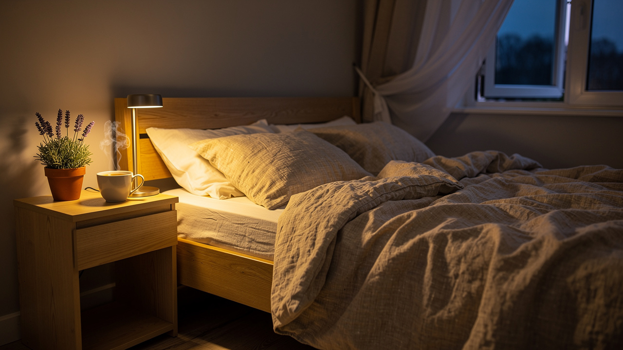 Peaceful bedroom environment promoting restful sleep and nervous system calm