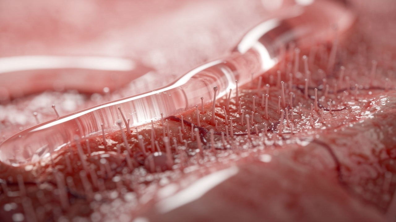 Healthy nasal tissue with natural mucus clearance