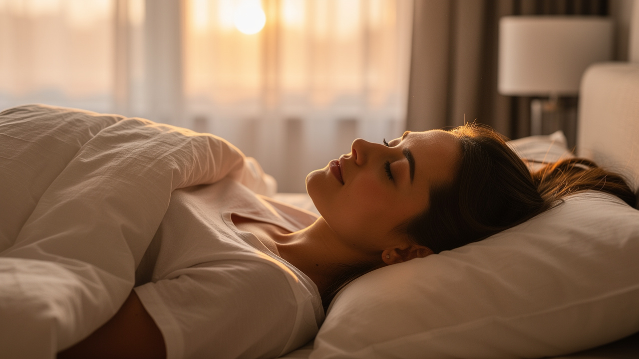 Woman sleeping peacefully in morning light