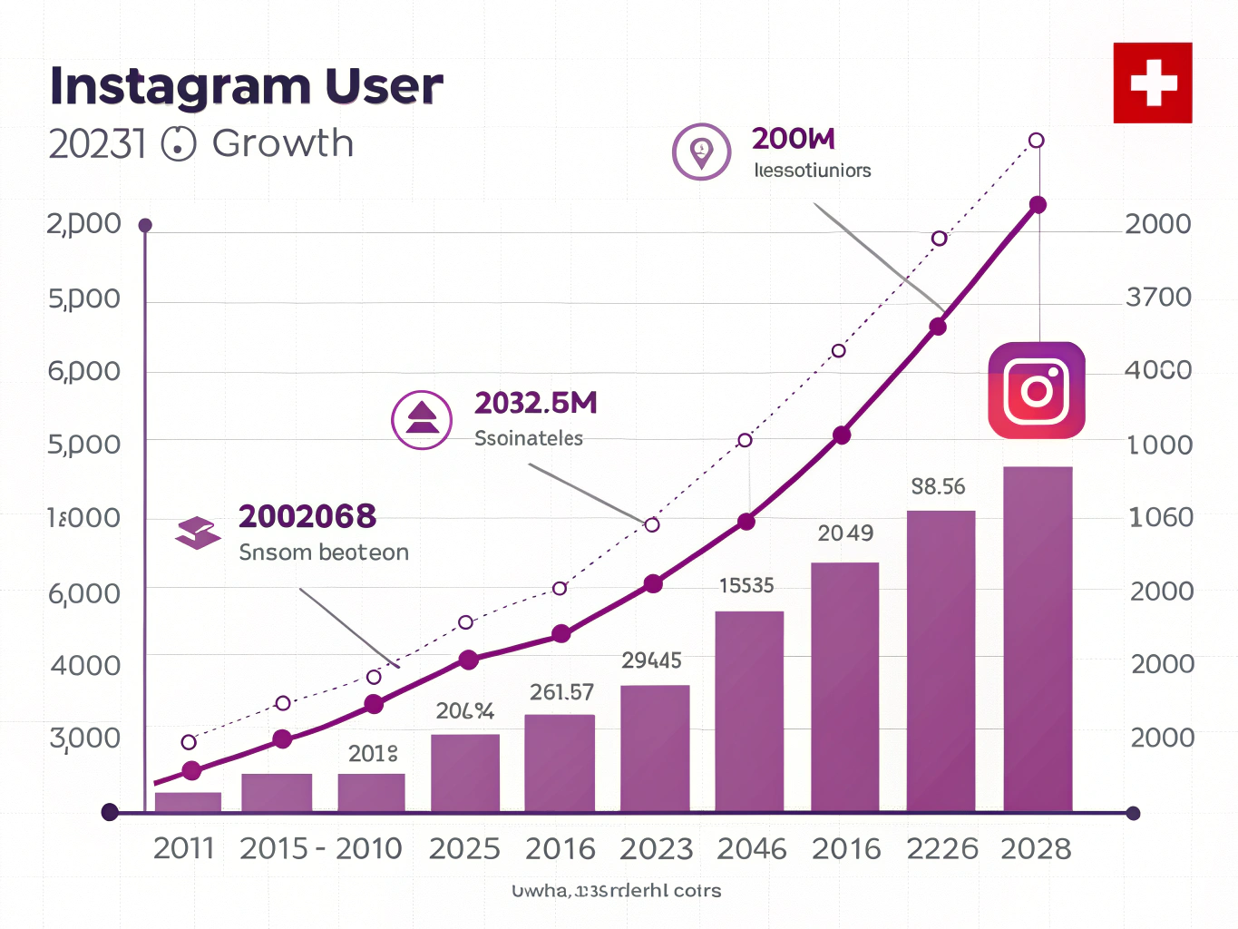 How many people use Instagram user growth statistics graph 2013 to 2026