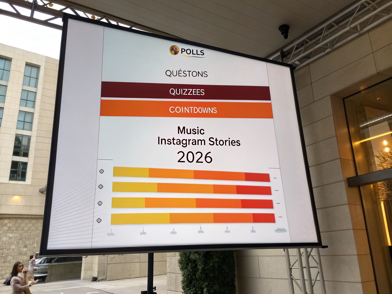Abstract illustration of cascading Instagram Story frames in coral to purple gradient