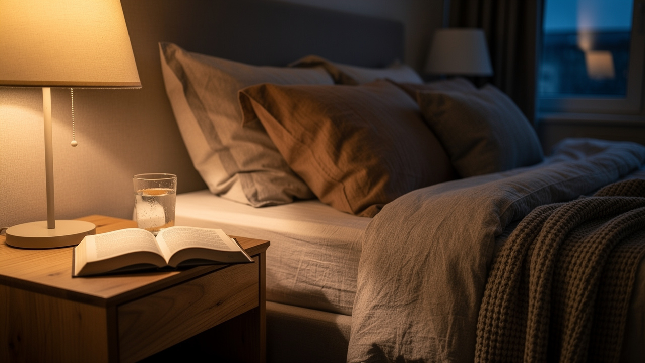 Calm bedroom setting promoting restful sleep and relaxation