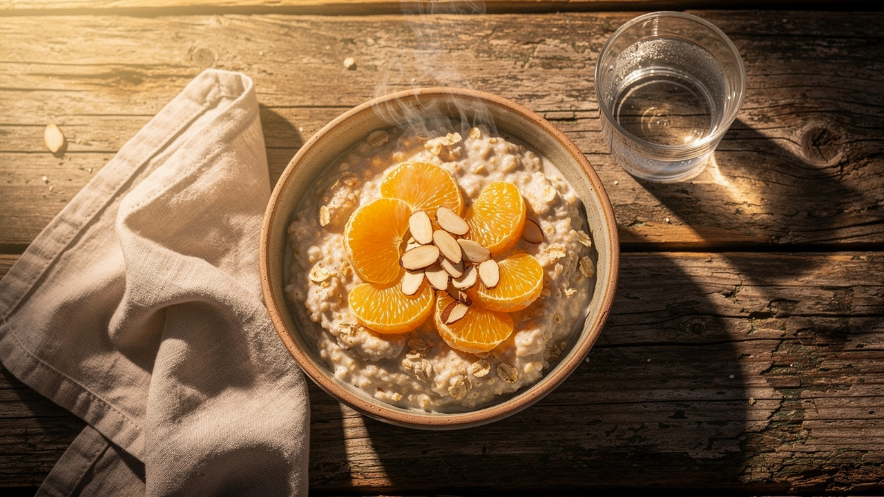 Nutritious breakfast featuring inositol-rich whole grains and fruits