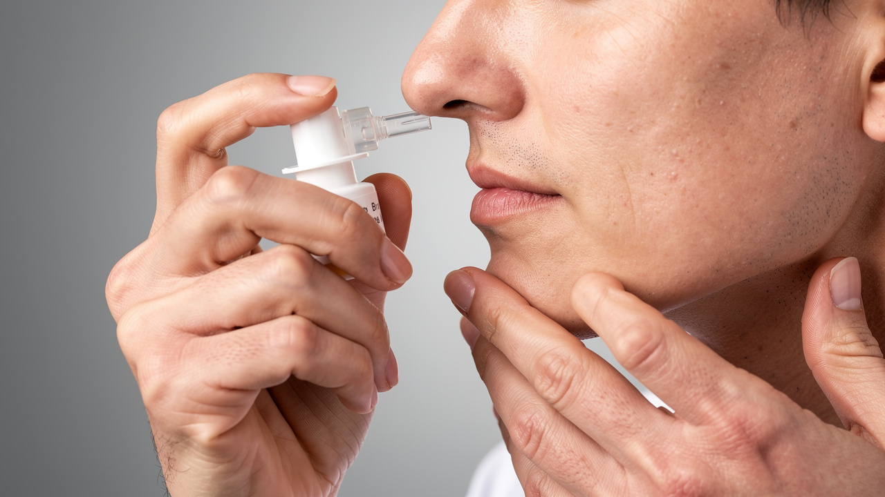 Correct nasal spray administration technique