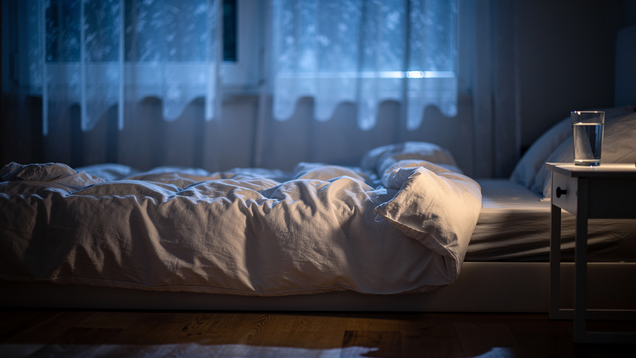 Tranquil bedroom with soft lighting for restful sleep
