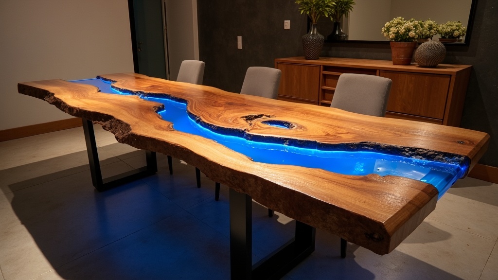 Стол-река с подсветкой: создайте вечернюю магию интерьера с эксклюзивным дизайном и уютом стиля лофт!