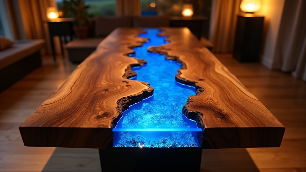 Стол-река с подсветкой: создайте вечернюю магию интерьера с эксклюзивным дизайном и уютом стиля лофт!