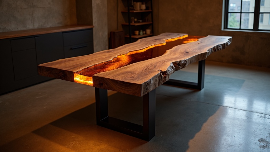 Стол-река с подсветкой: создайте вечернюю магию интерьера с эксклюзивным дизайном и уютом стиля лофт!