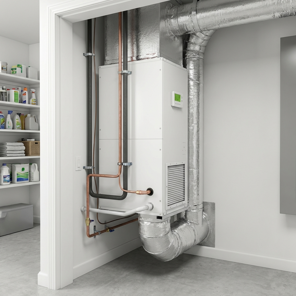 Indoor HVAC air handler installation