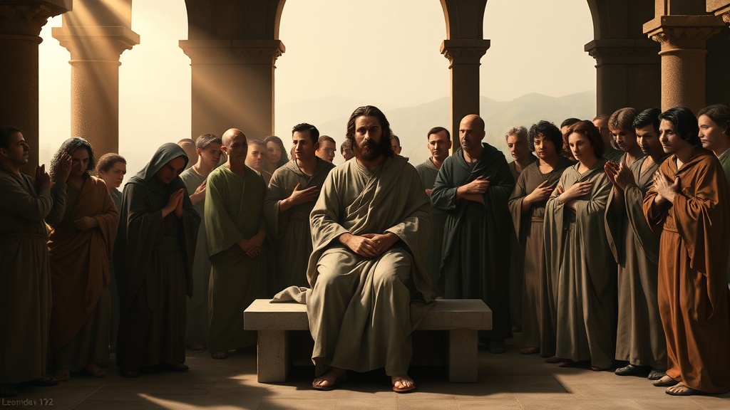 A solemn, allegorical religious scene representing Truth