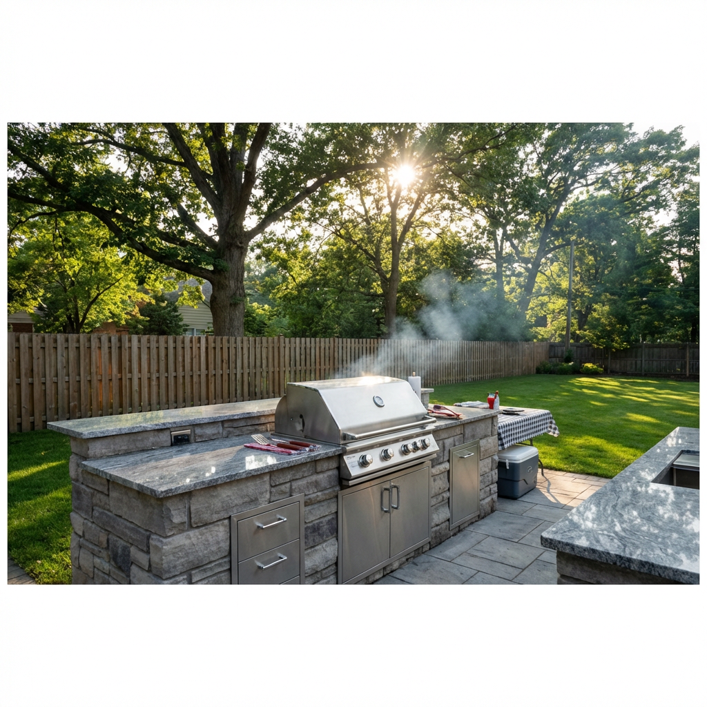 Outdoor kitchen with granite