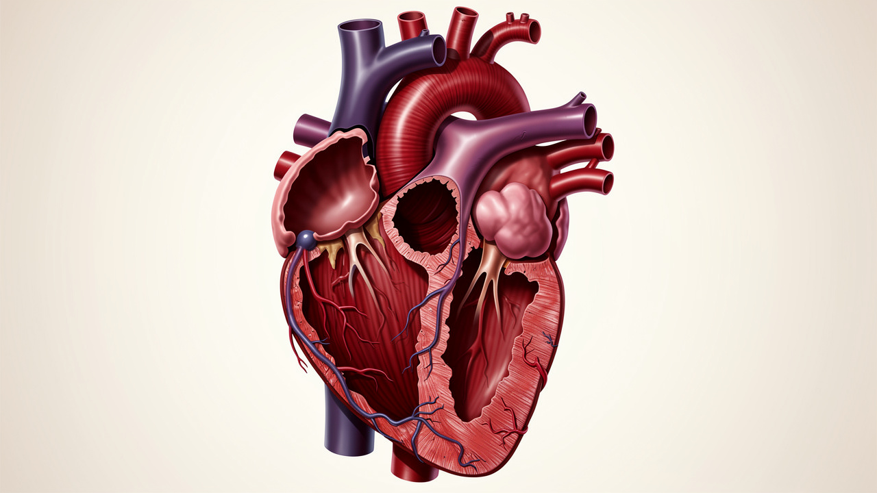 Detailed anatomical view of healthy human heart