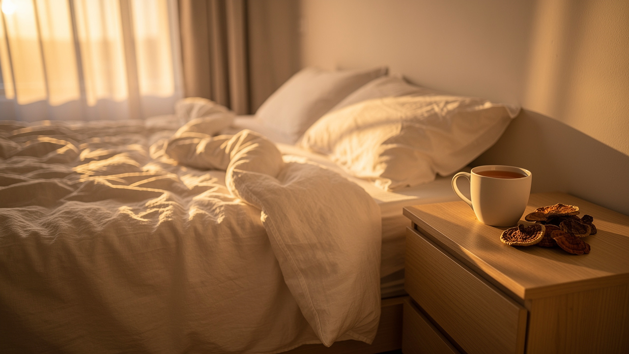 Evening relaxation with reishi mushroom tea