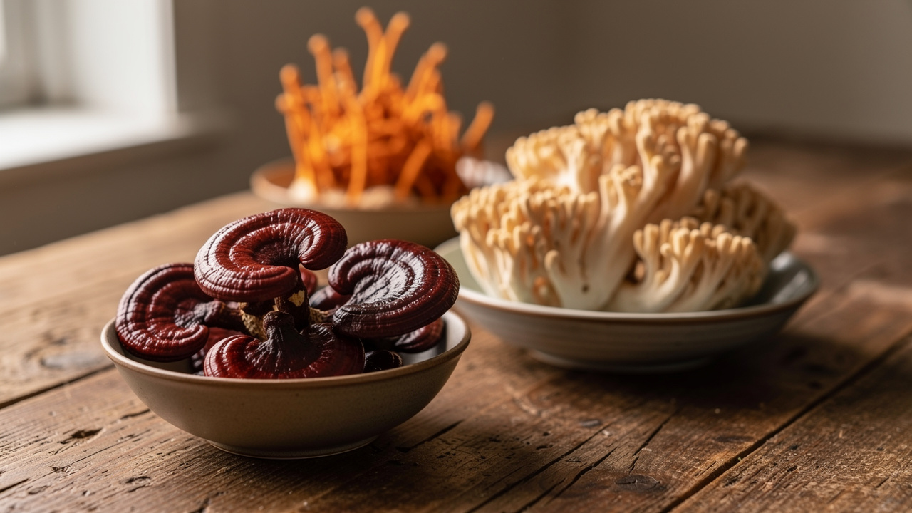 Comparison of reishi, lion's mane, and cordyceps mushrooms