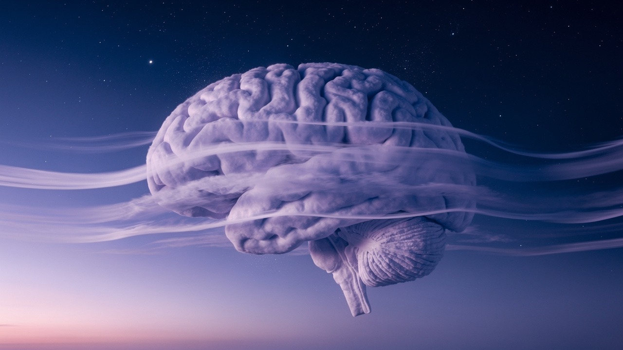 Layered atmospheric sky representing sleep cycle stages