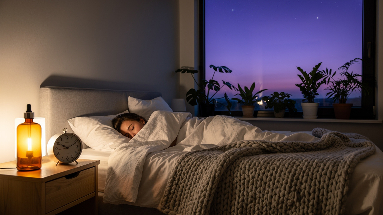 Peaceful bedroom at night with proper sleep timing