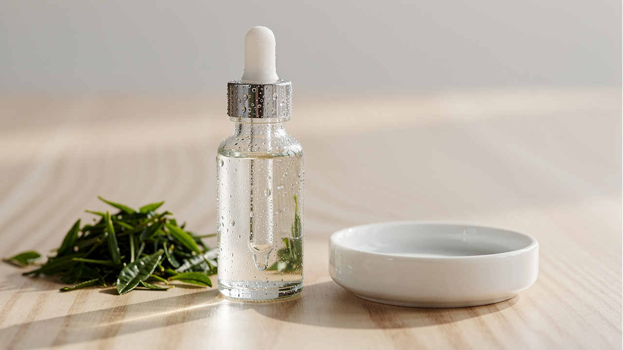 Supplement bottle with natural ingredients on wooden surface