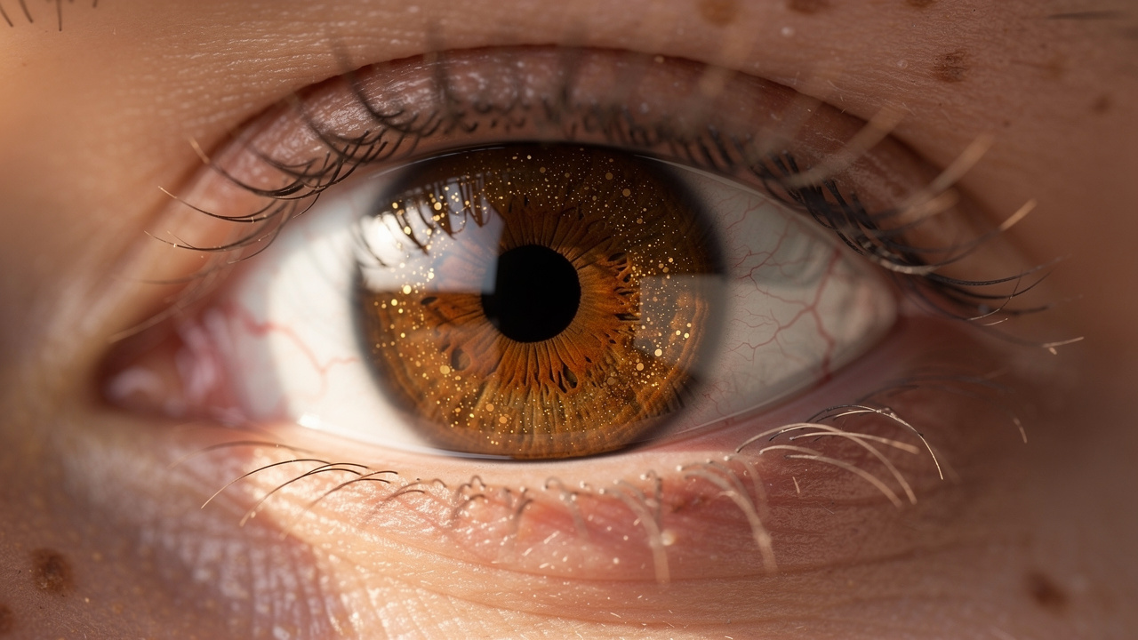 Close-up of human eye showing natural physiology