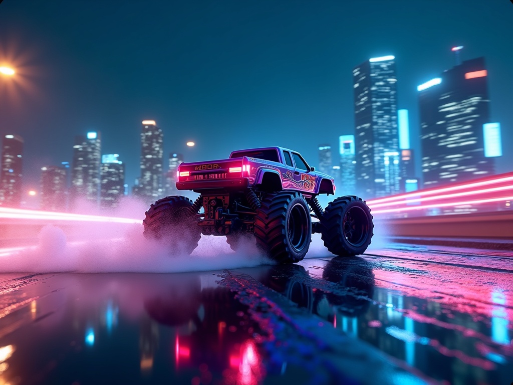 Un niño juega entusiasmado con el coche teledirigido Kssvzz que emite humo y luces LED.